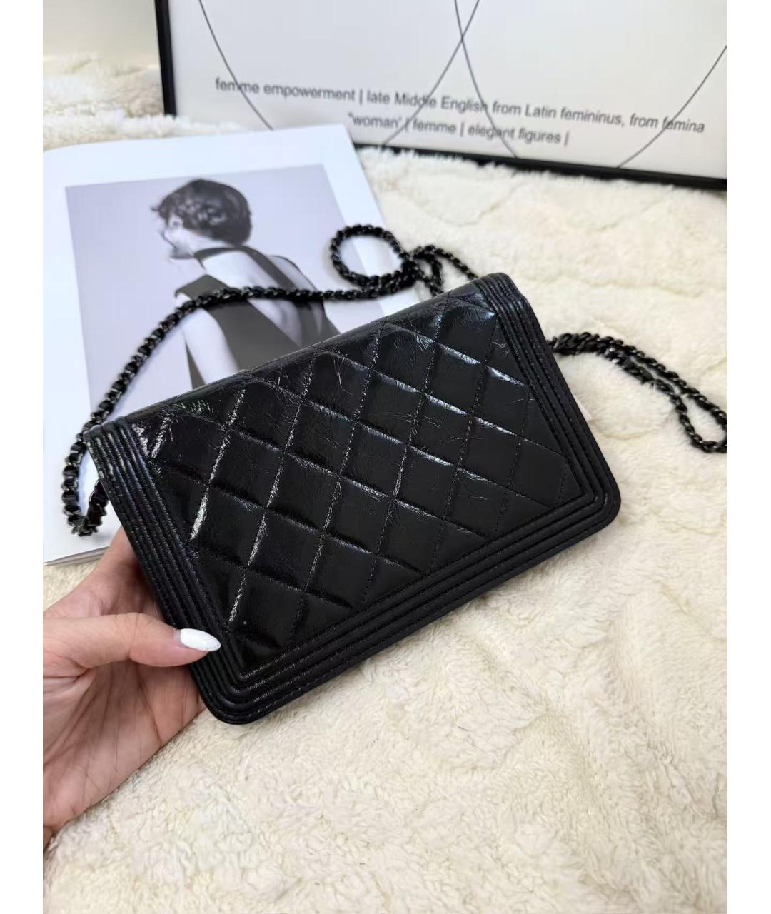 CHANEL Черный кожаный кошелек, фото 6