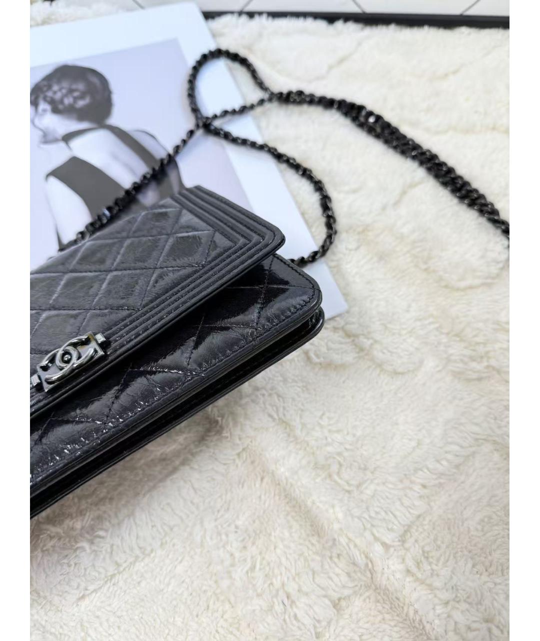 CHANEL Черный кожаный кошелек, фото 4