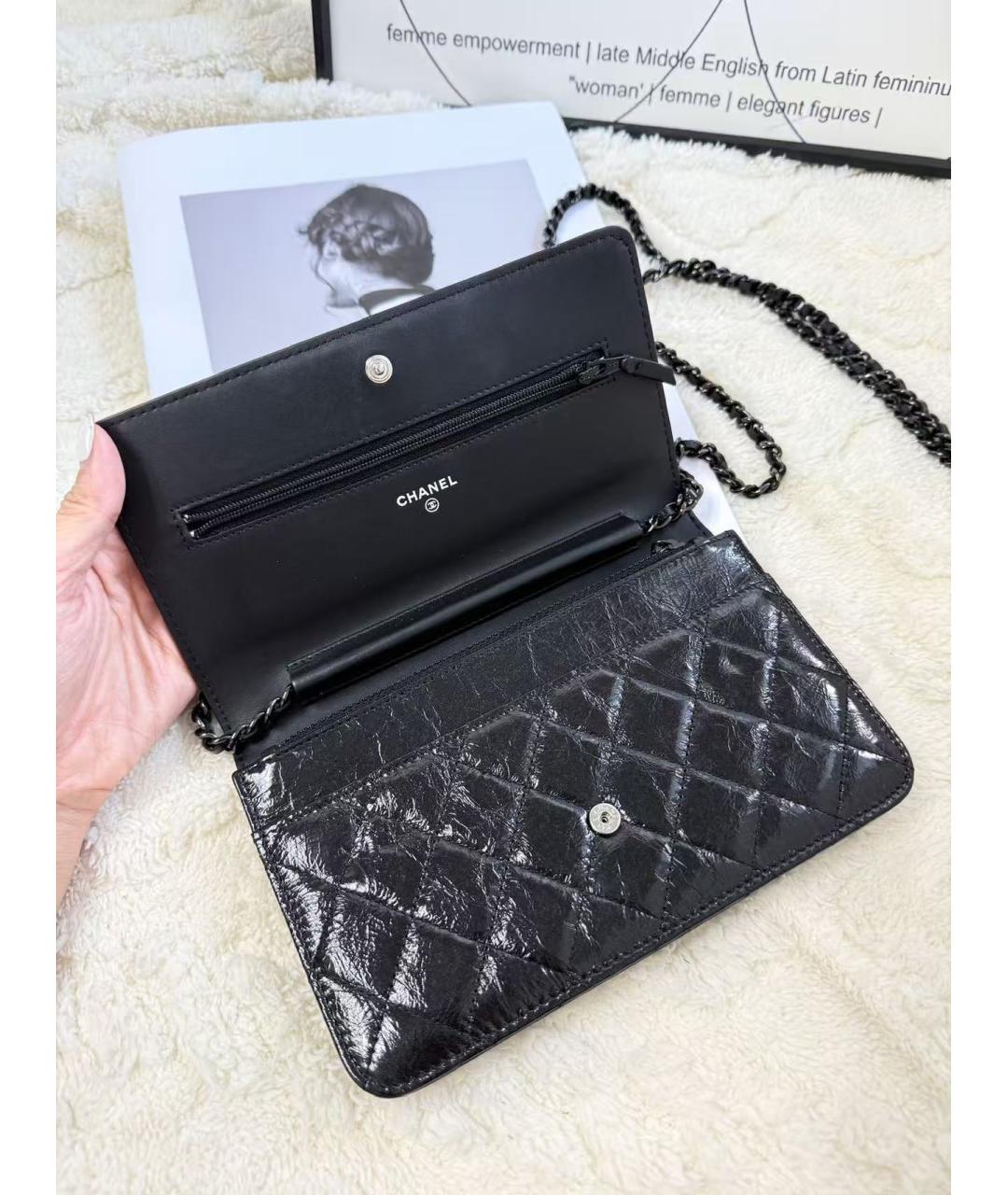 CHANEL Черный кожаный кошелек, фото 5