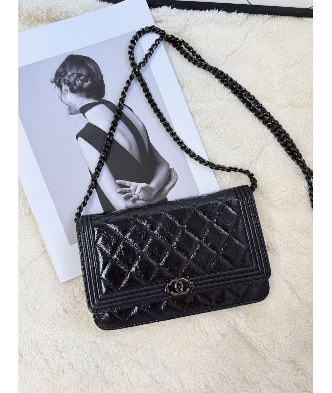 CHANEL Черный кожаный кошелек, фото 7