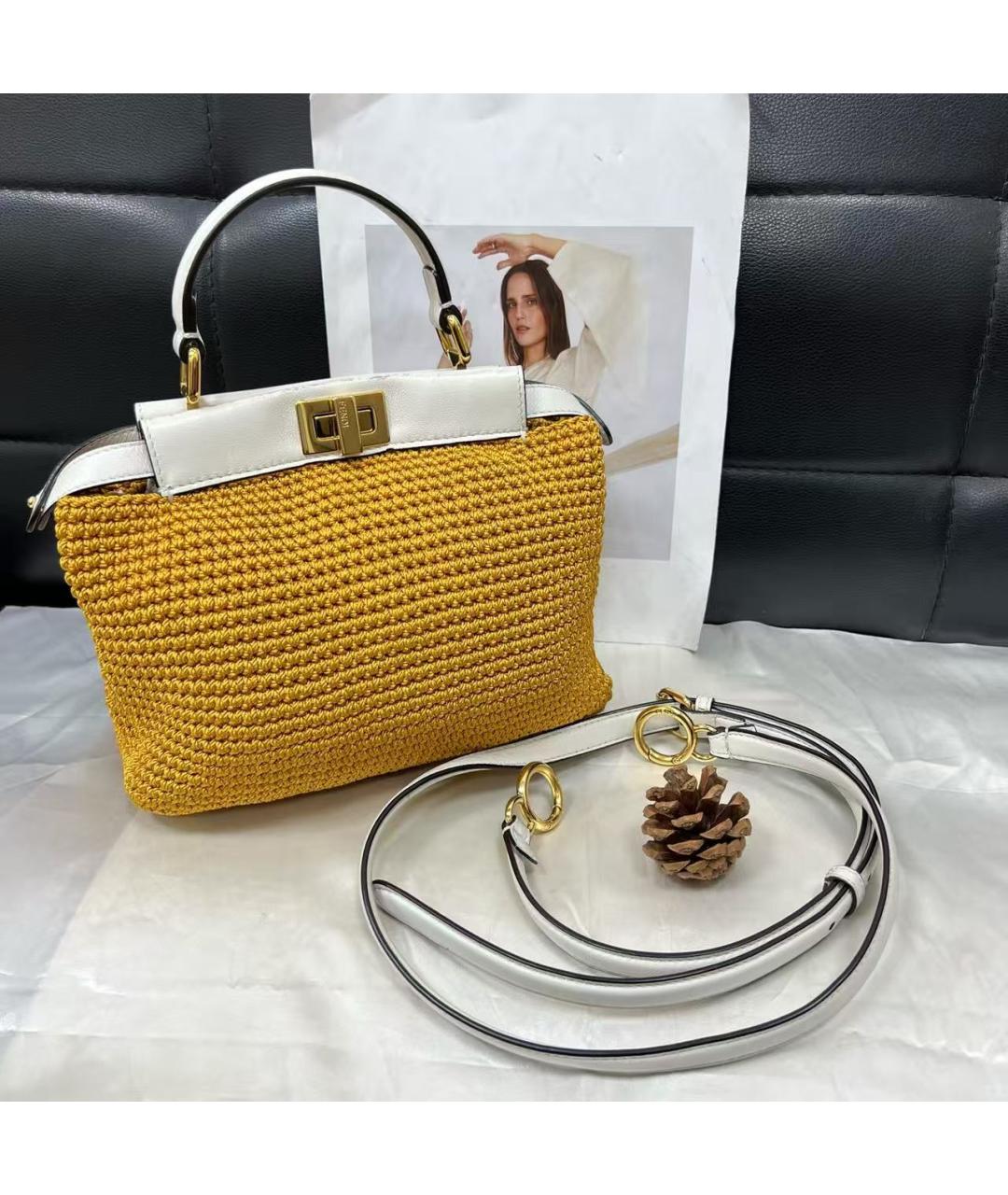 FENDI Бежевая пелетеная сумка через плечо, фото 3
