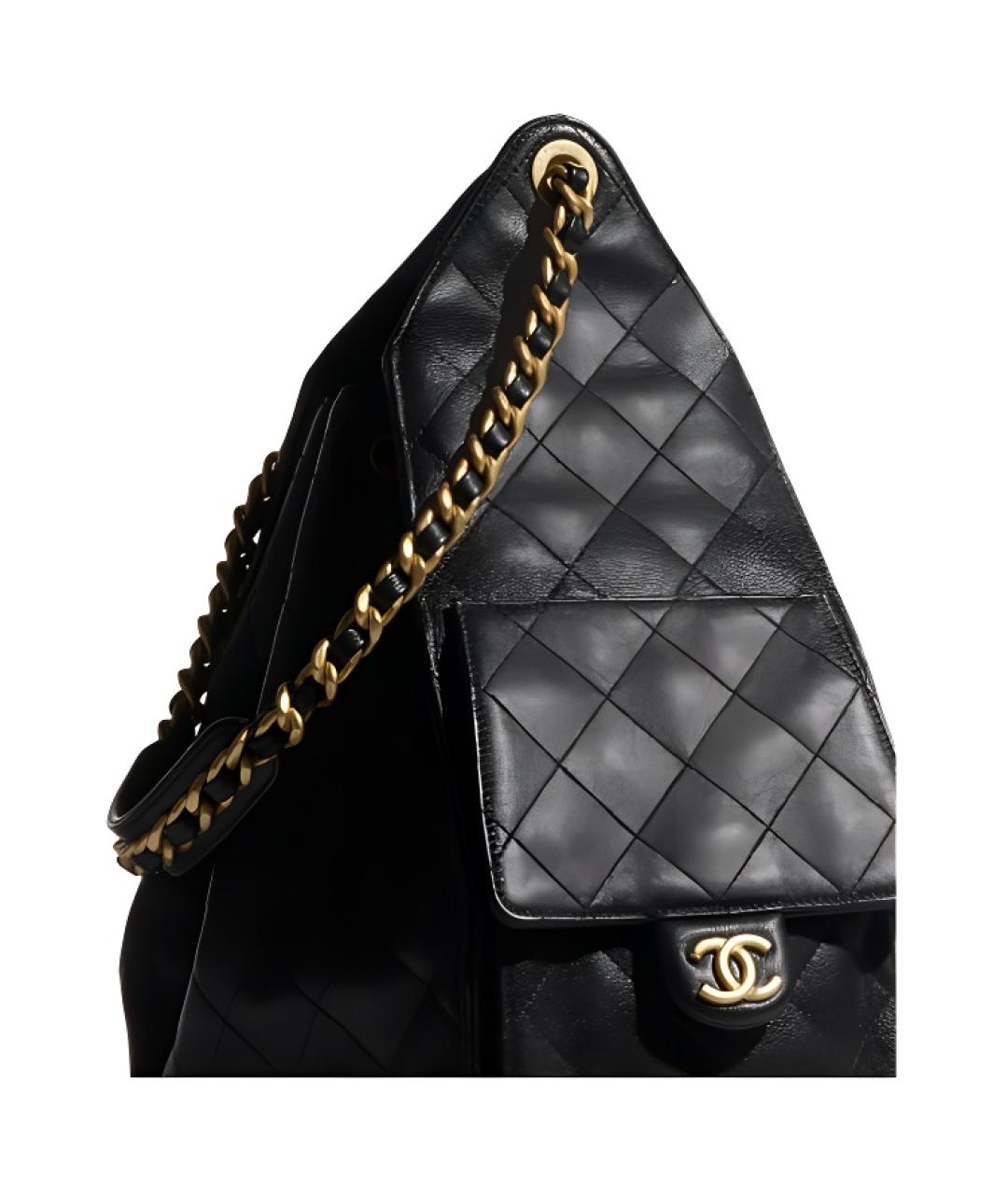 CHANEL Черная сумка через плечо из лакированной кожи, фото 4