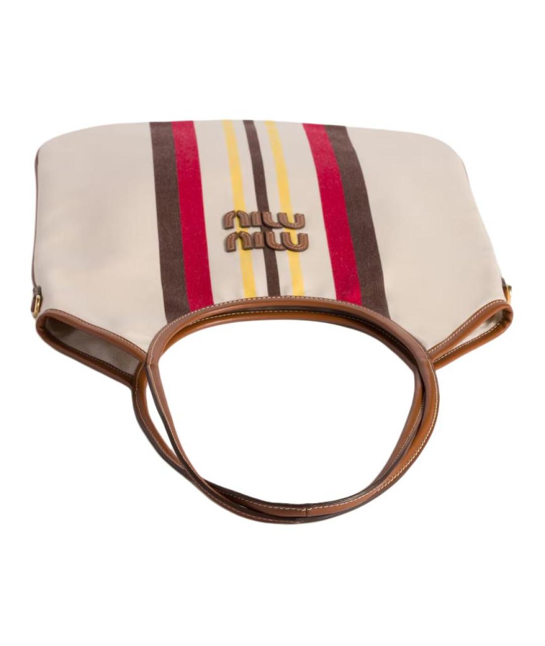 MIU MIU Бежевая кожаная сумка через плечо, фото 4