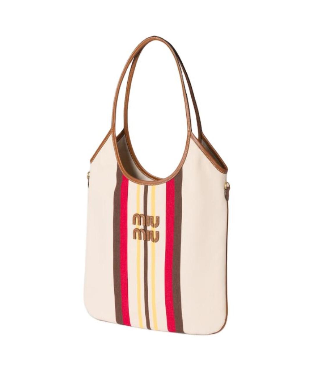 MIU MIU Бежевая кожаная сумка через плечо, фото 2