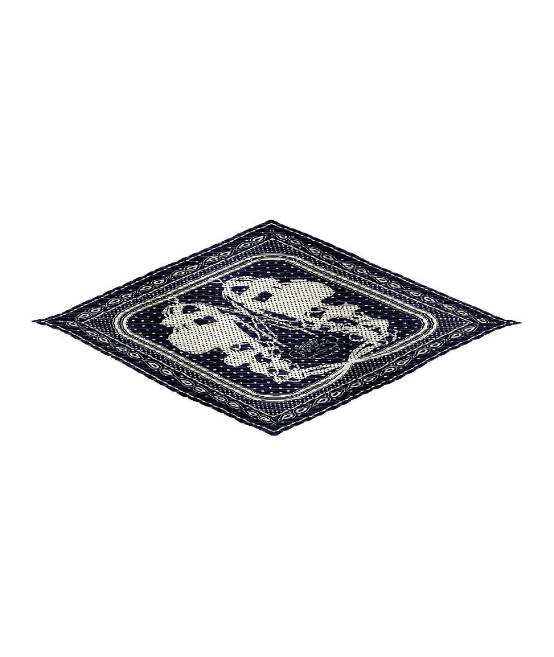 HERMES Темно-синий шелковый шарф, фото 1