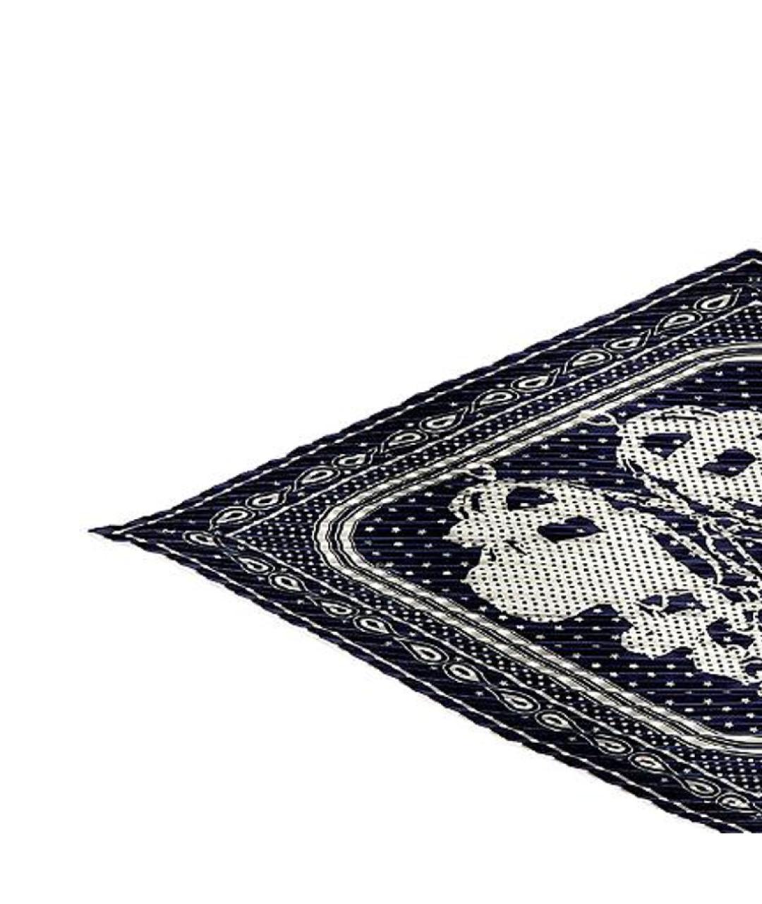 HERMES Темно-синий шелковый шарф, фото 2