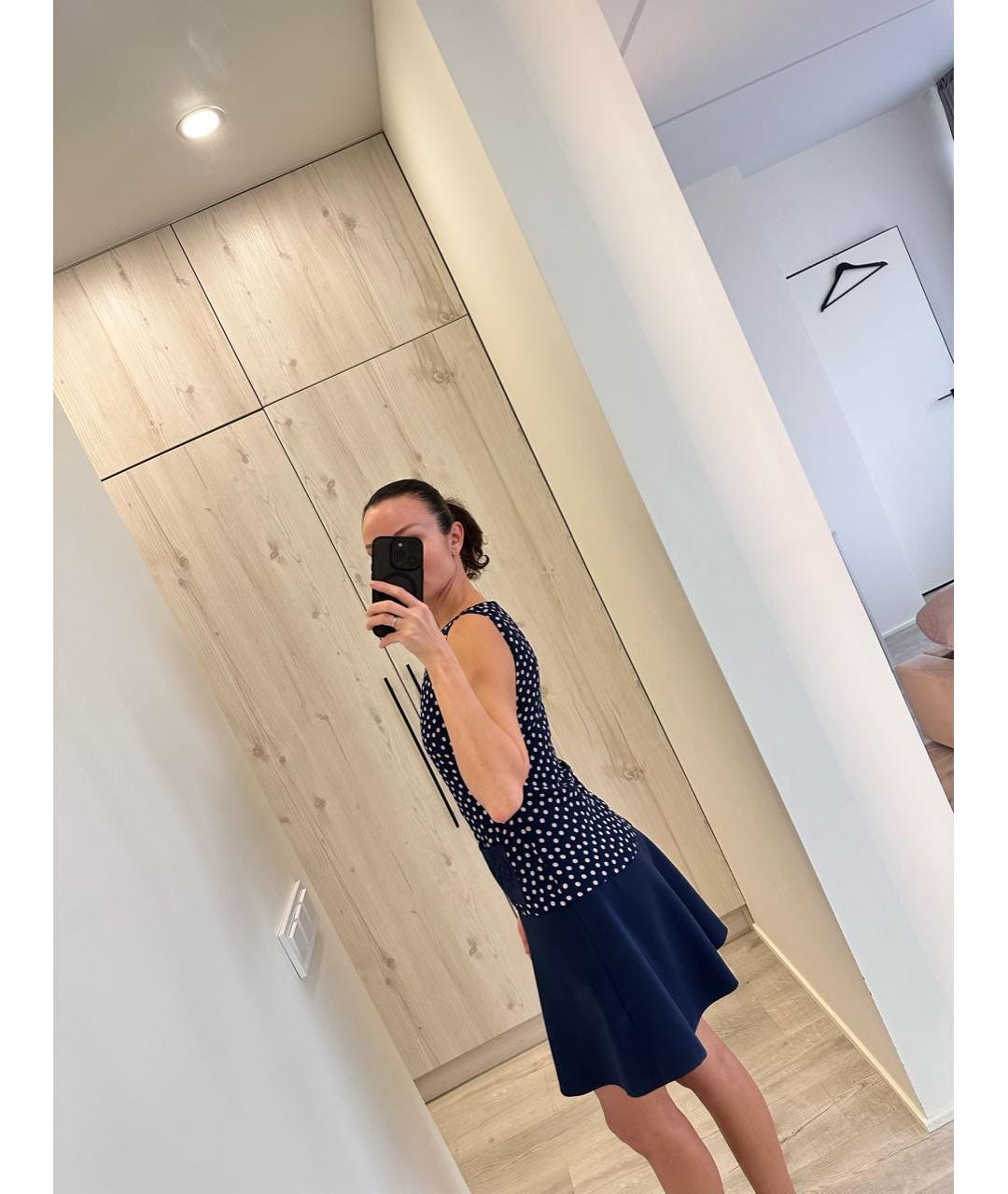 RED VALENTINO Темно-синее шерстяное коктейльное платье, фото 5