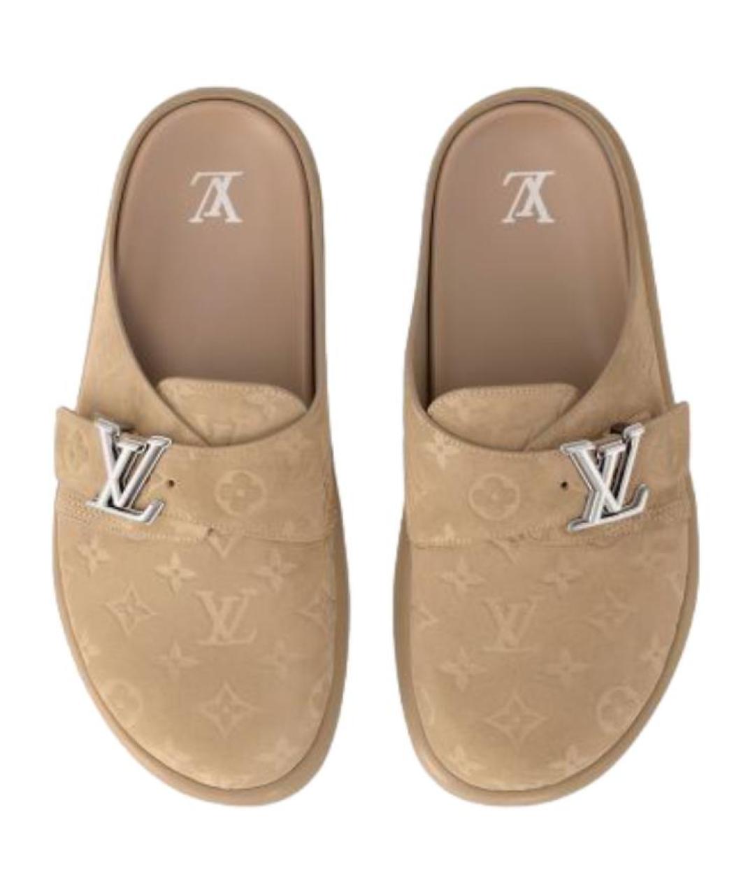 LOUIS VUITTON Бежевые замшевые сандалии, фото 4