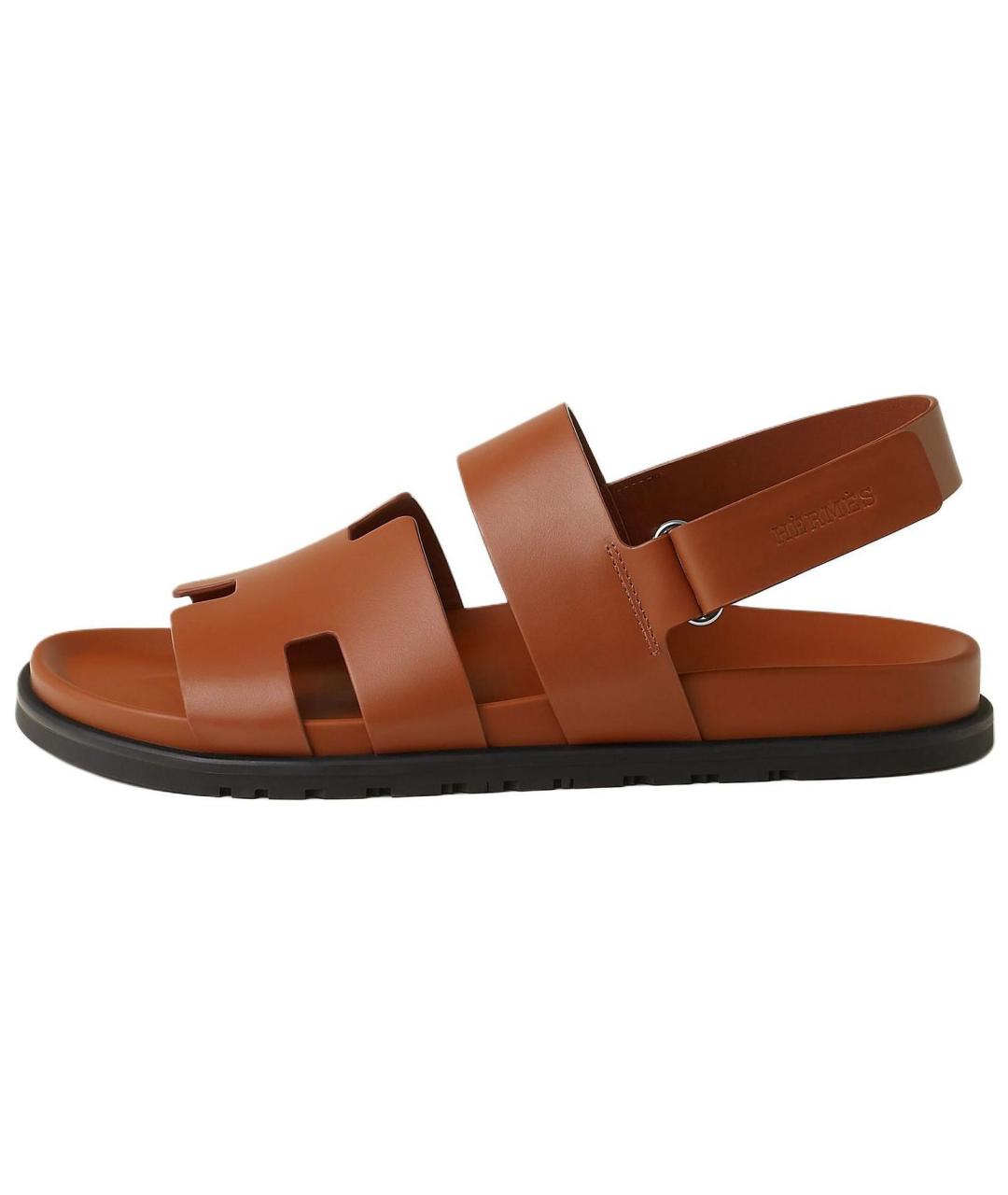 HERMES Коричневые кожаные сандалии, фото 4