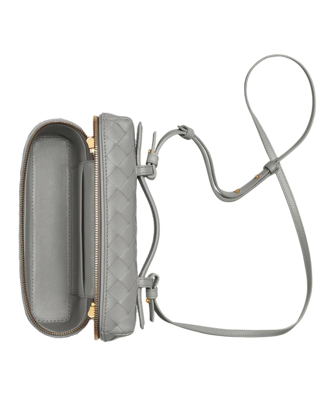 BOTTEGA VENETA Серая кожаная сумка через плечо, фото 4