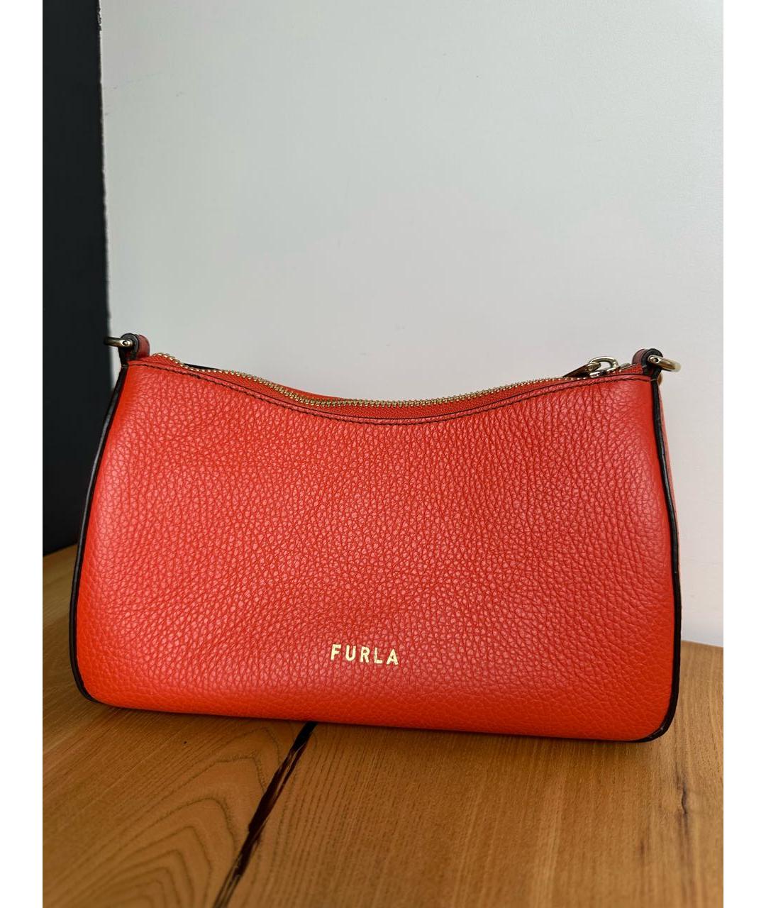 FURLA Оранжевая кожаная сумка через плечо, фото 2