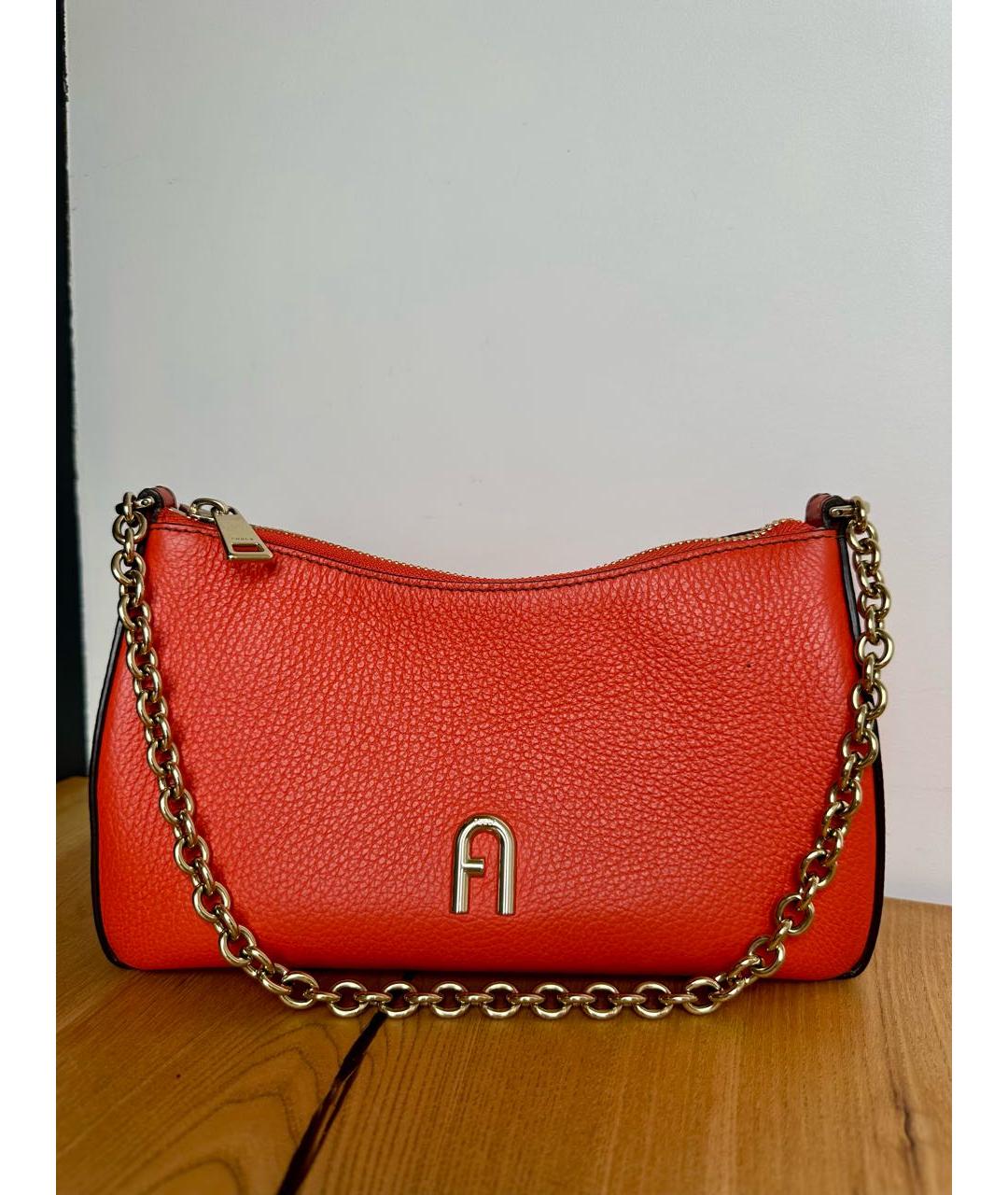 FURLA Оранжевая кожаная сумка через плечо, фото 9