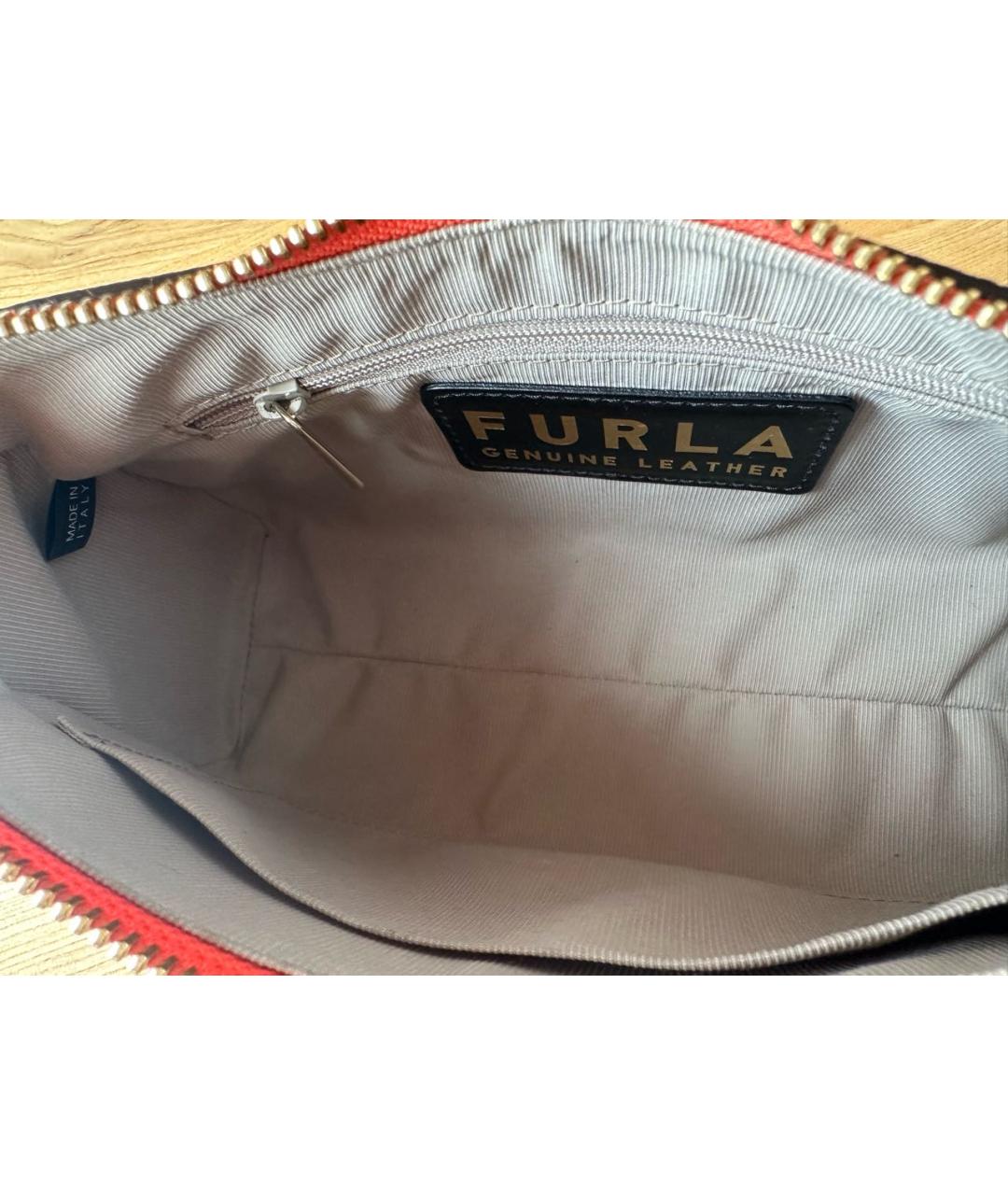 FURLA Оранжевая кожаная сумка через плечо, фото 5