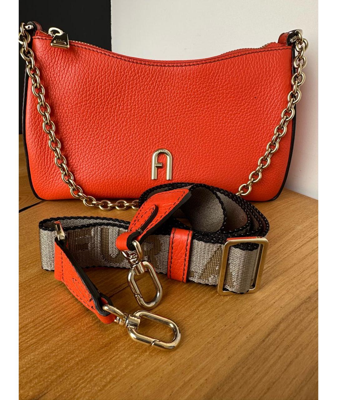 FURLA Оранжевая кожаная сумка через плечо, фото 6