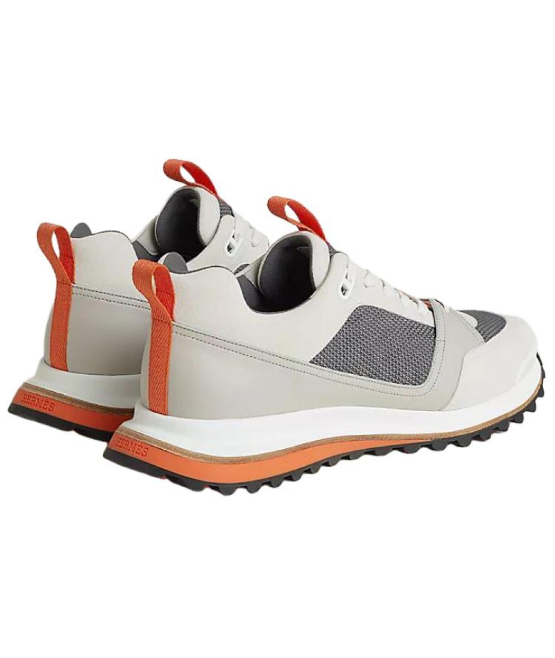 HERMES Серые кожаные низкие кроссовки / кеды, фото 3