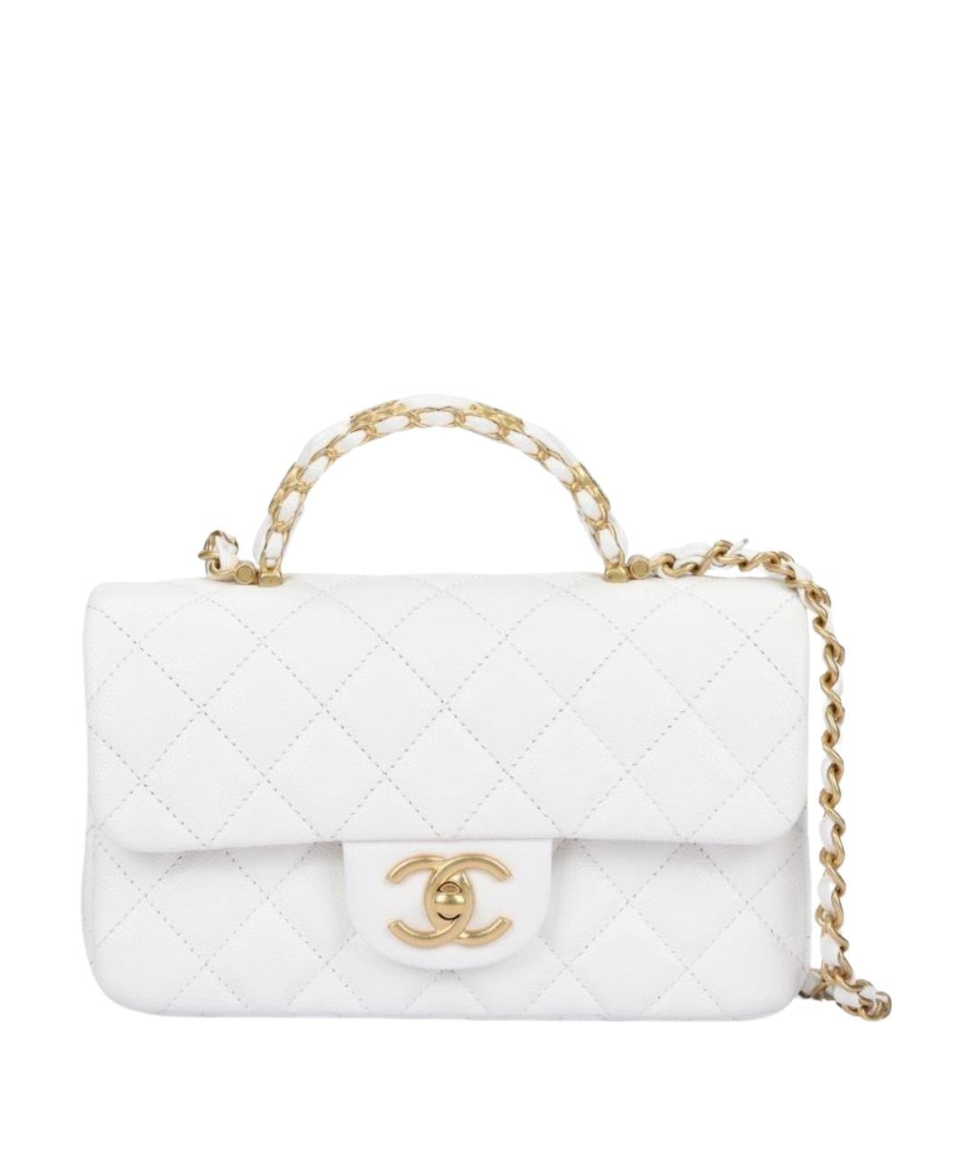 CHANEL Белая кожаная сумка через плечо, фото 1