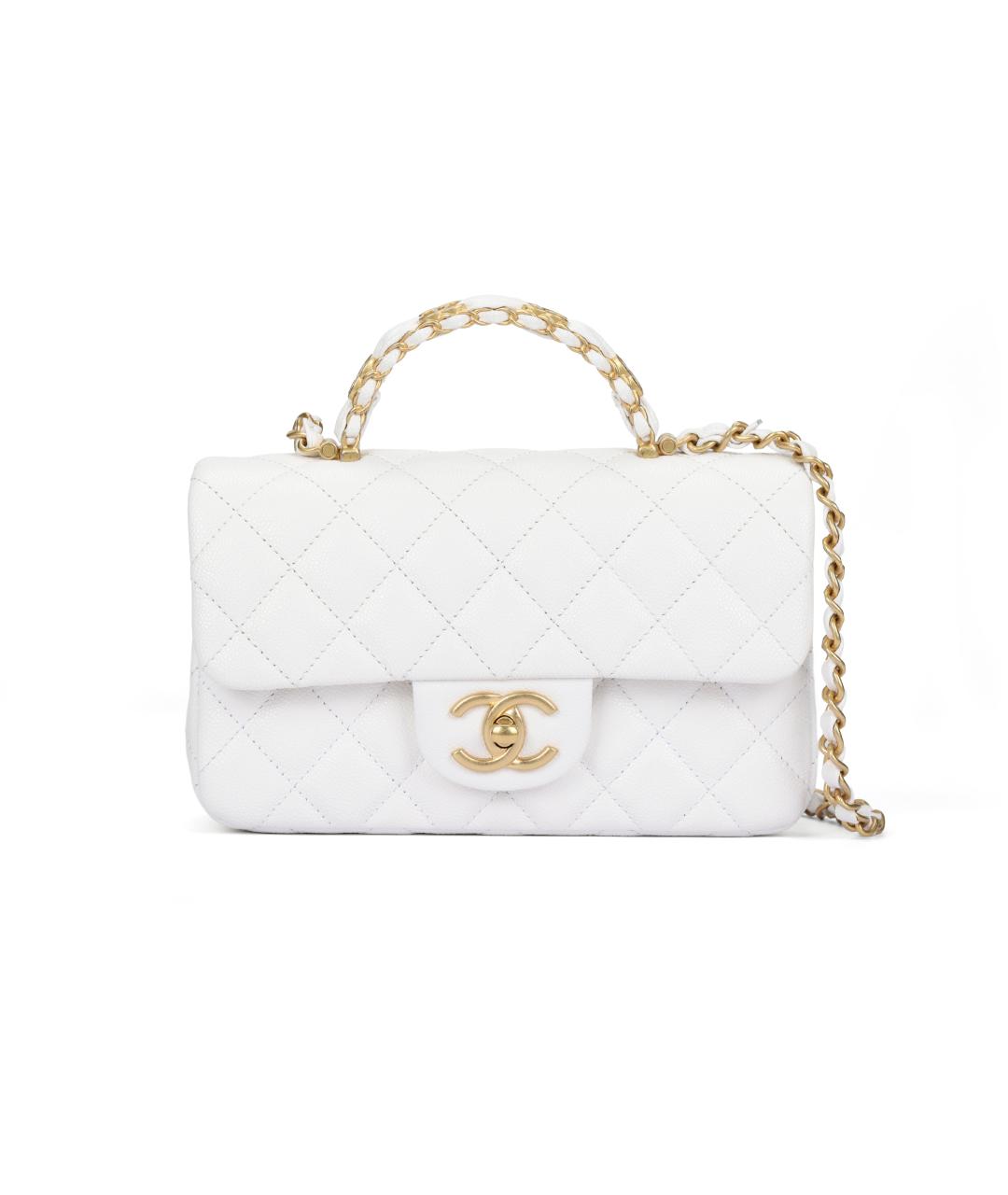 CHANEL Белая кожаная сумка через плечо, фото 5