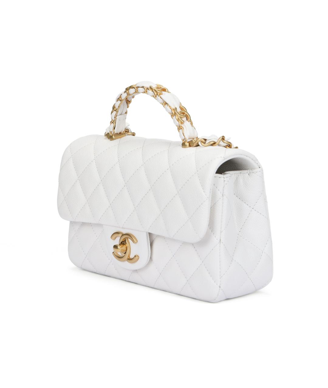 CHANEL Белая кожаная сумка через плечо, фото 2
