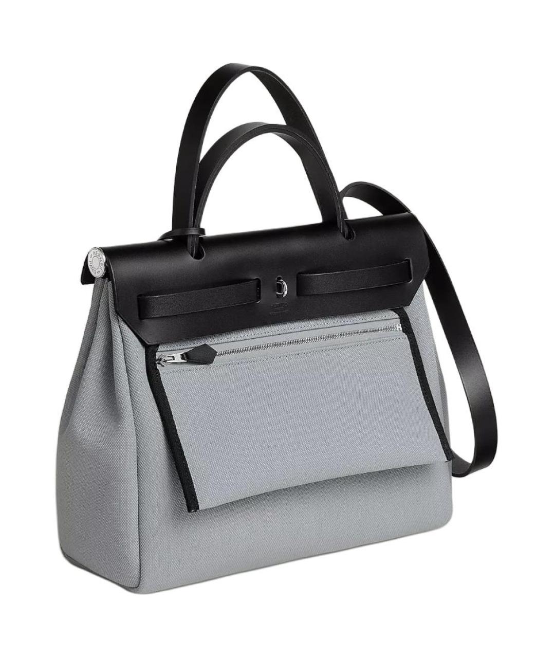 HERMES Серая тканевая сумка с короткими ручками, фото 3