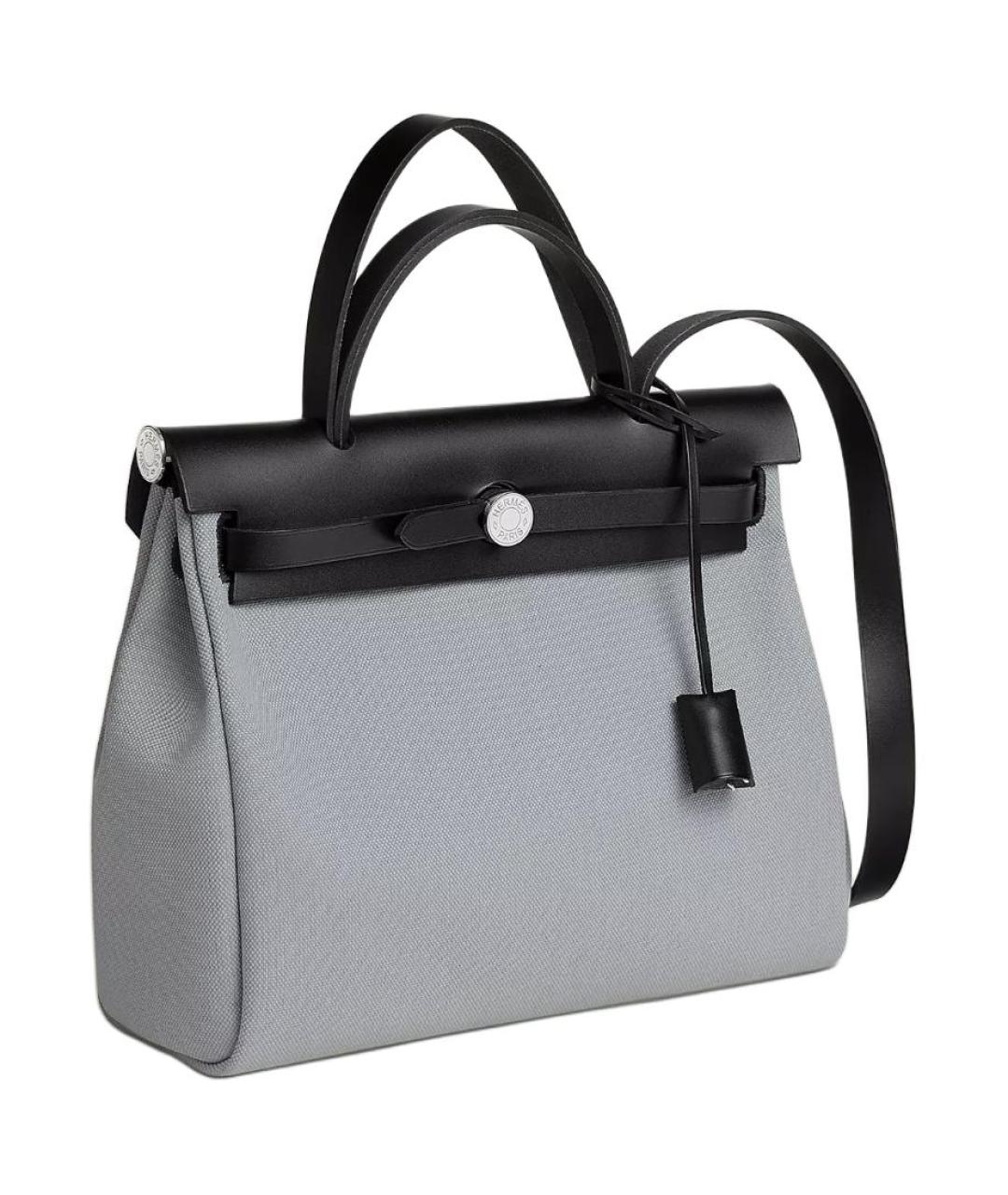 HERMES Серая тканевая сумка с короткими ручками, фото 2