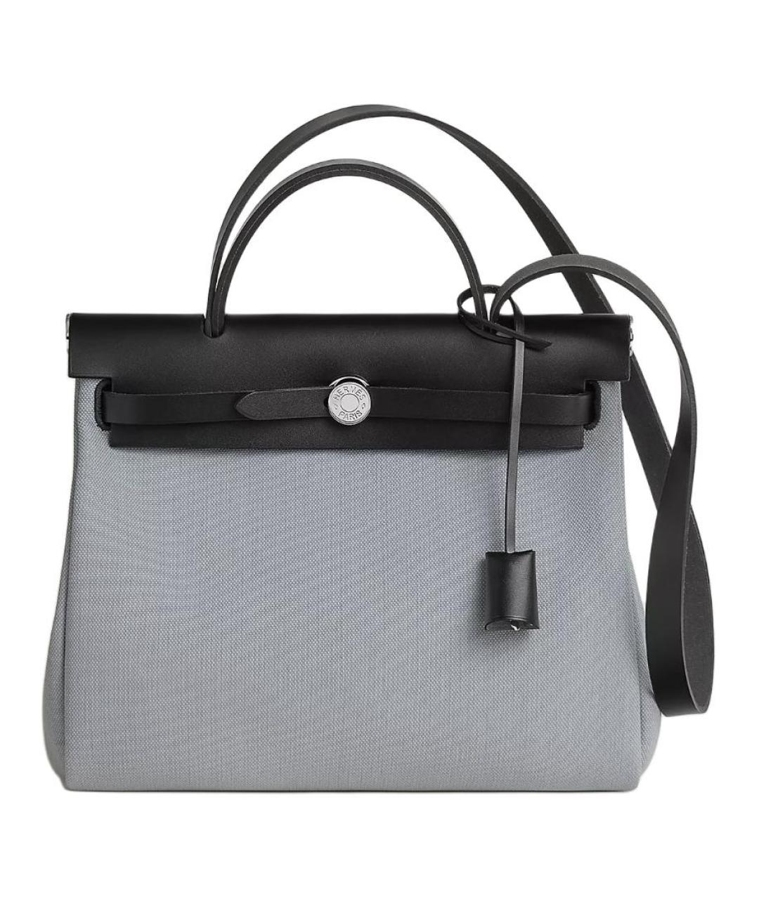 HERMES Серая тканевая сумка с короткими ручками, фото 1