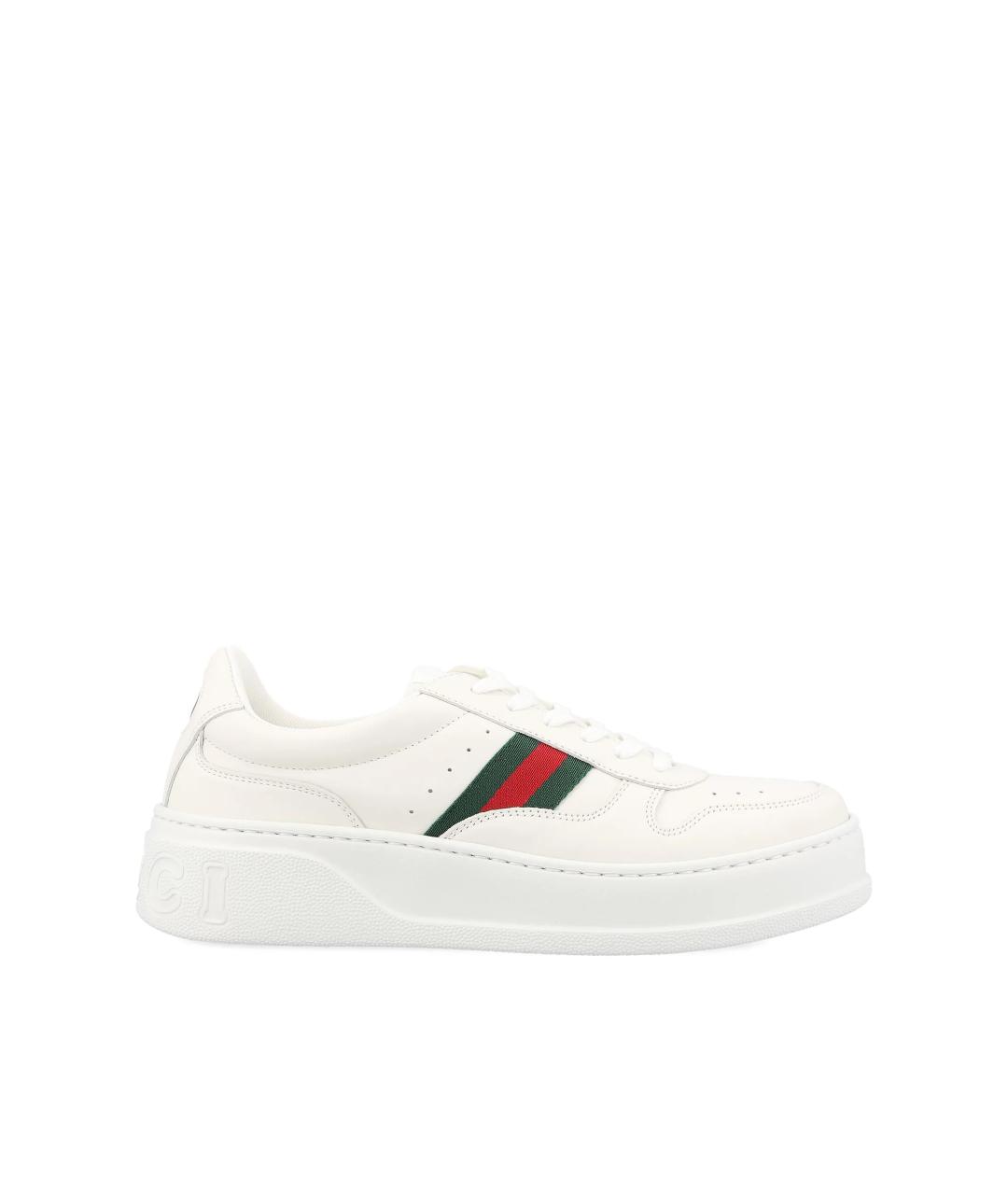 GUCCI Белые кожаные кеды, фото 1
