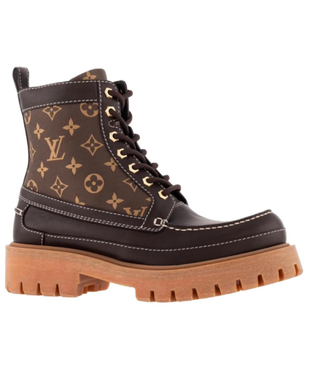LOUIS VUITTON Коричневые нубуковые высокие ботинки, фото 1