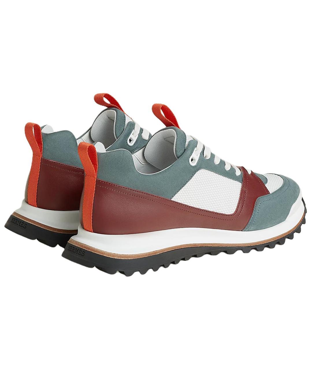 HERMES Бирюзовые замшевые низкие кроссовки / кеды, фото 3