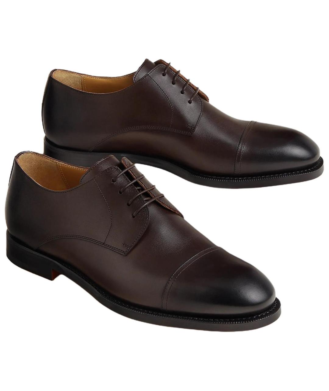 HERMES Коричневые кожаные туфли, фото 3