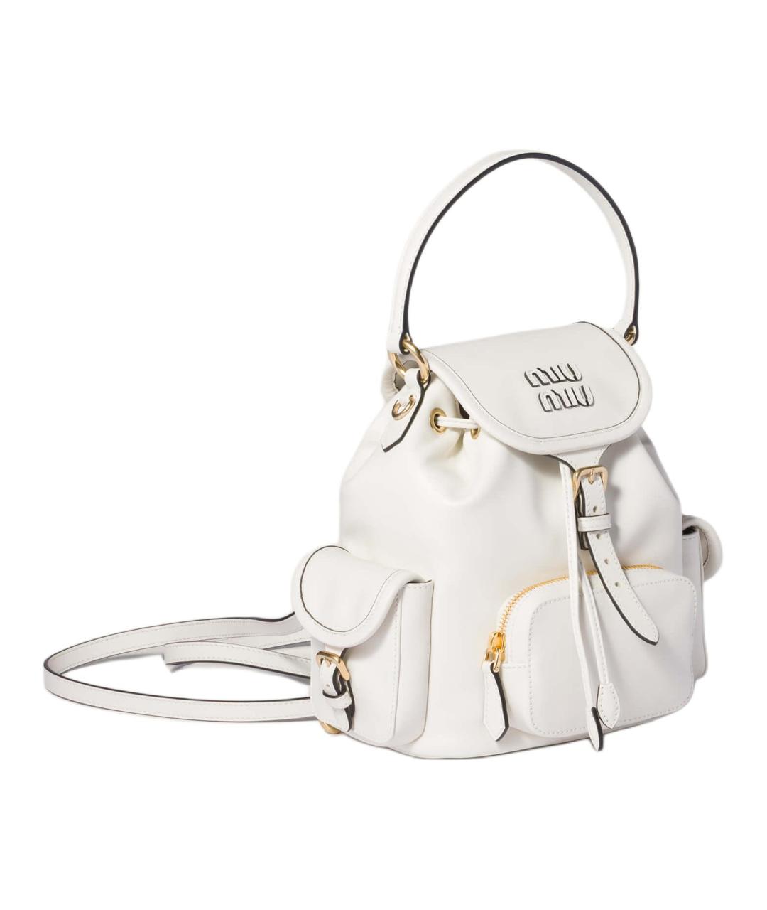 MIU MIU Белый кожаный рюкзак, фото 2