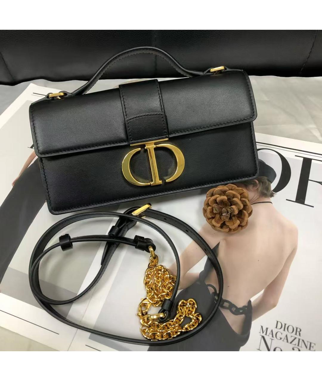 CHRISTIAN DIOR Черная кожаная сумка через плечо, фото 2