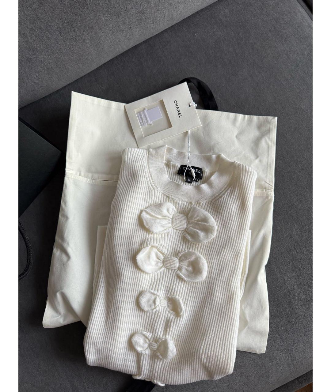 CHANEL Белая шерстяная футболка, фото 4