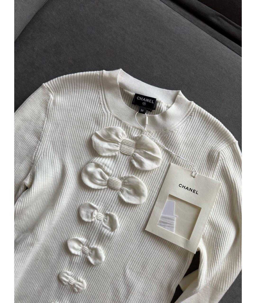 CHANEL Белая шерстяная футболка, фото 3