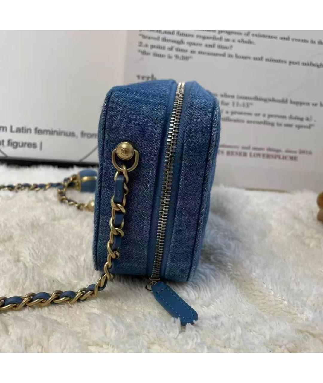 CHANEL Голубая деним сумка через плечо, фото 4