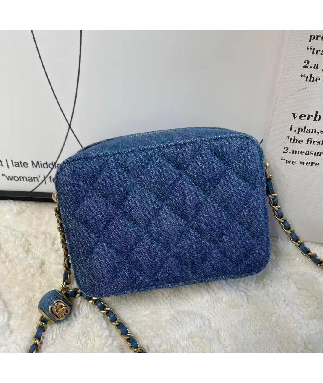 CHANEL Голубая деним сумка через плечо, фото 3