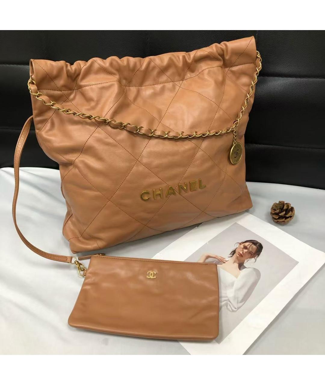 CHANEL Коричневая кожаная сумка через плечо, фото 2