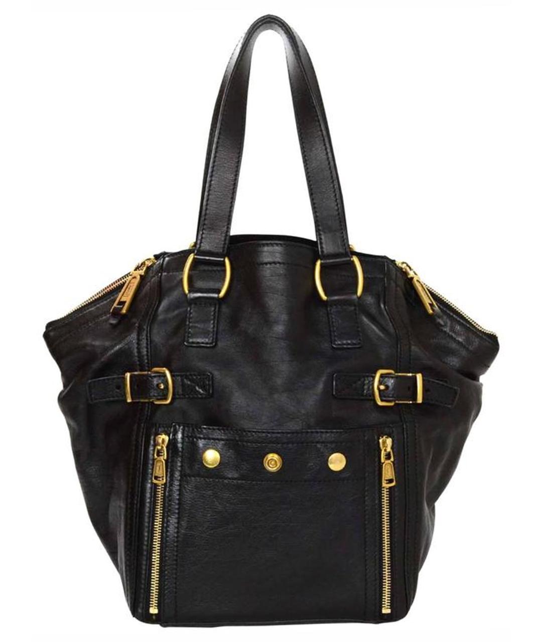 SAINT LAURENT Черная кожаная сумка с короткими ручками, фото 1