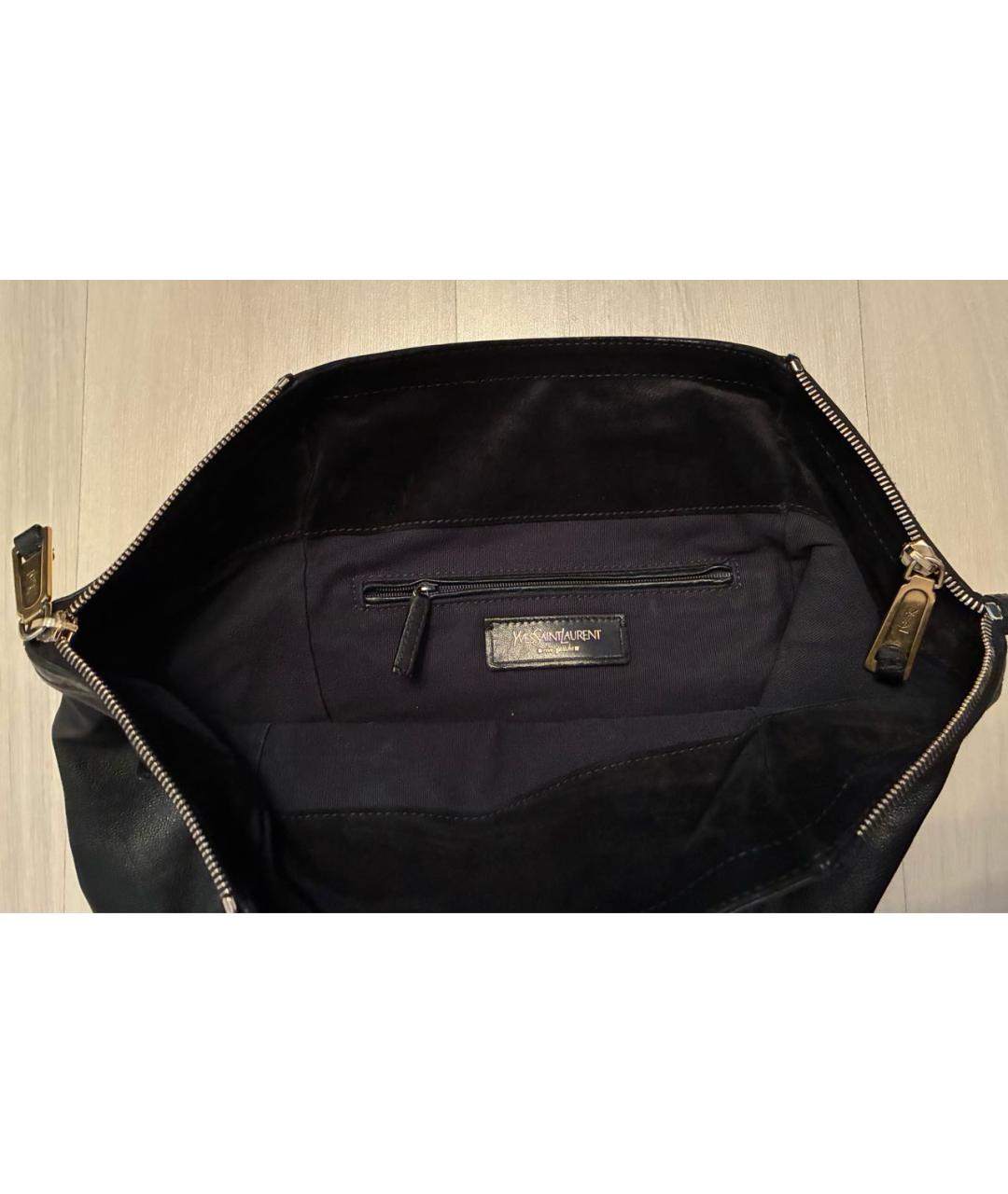 SAINT LAURENT Черная кожаная сумка с короткими ручками, фото 8