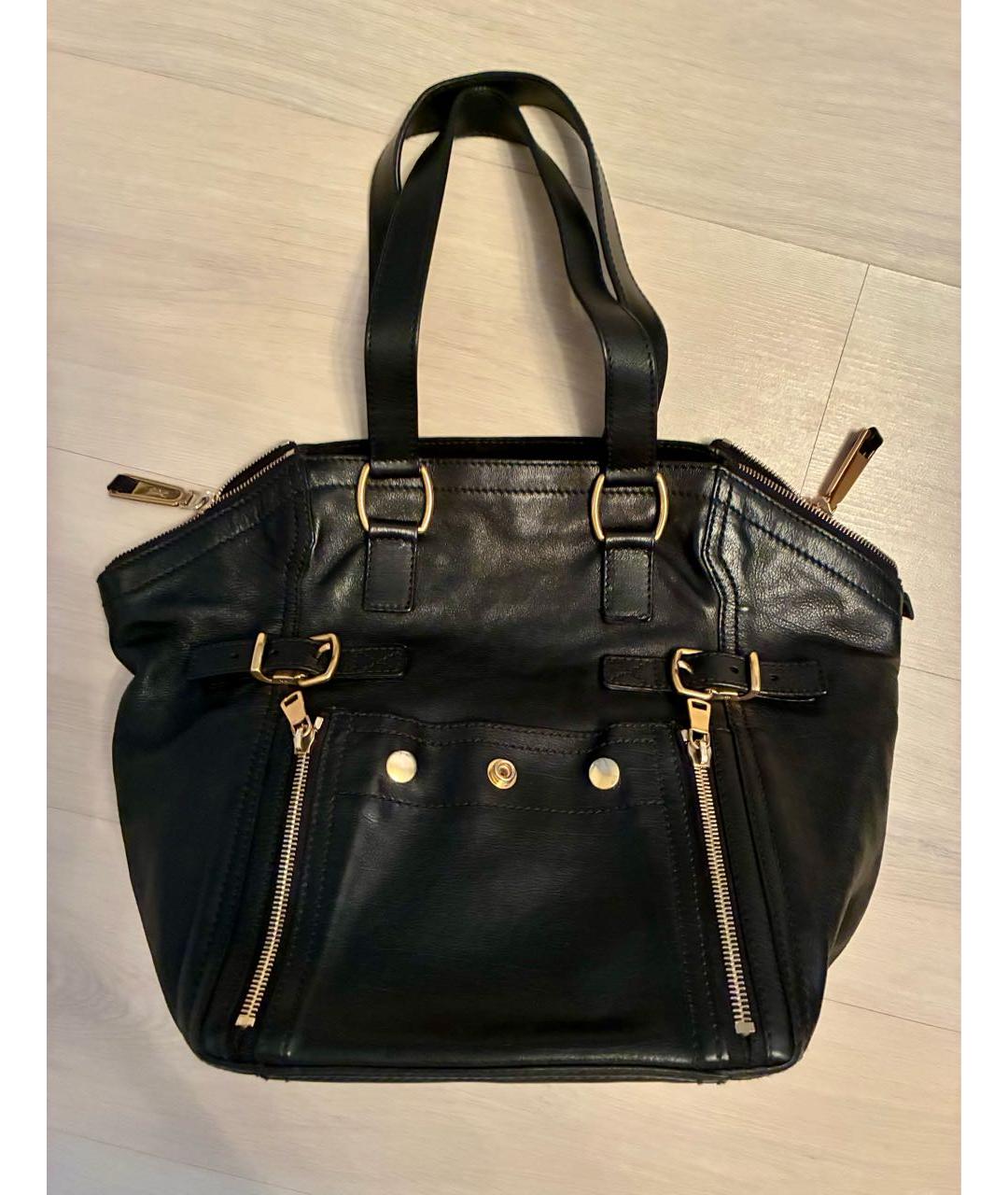 SAINT LAURENT Черная кожаная сумка с короткими ручками, фото 9
