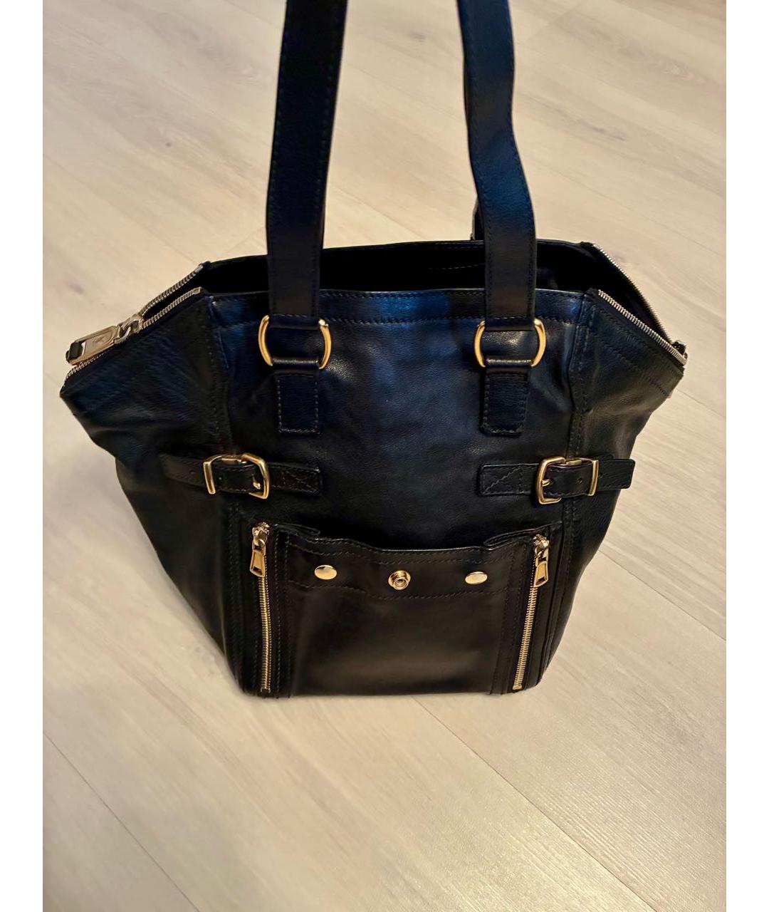 SAINT LAURENT Черная кожаная сумка с короткими ручками, фото 2