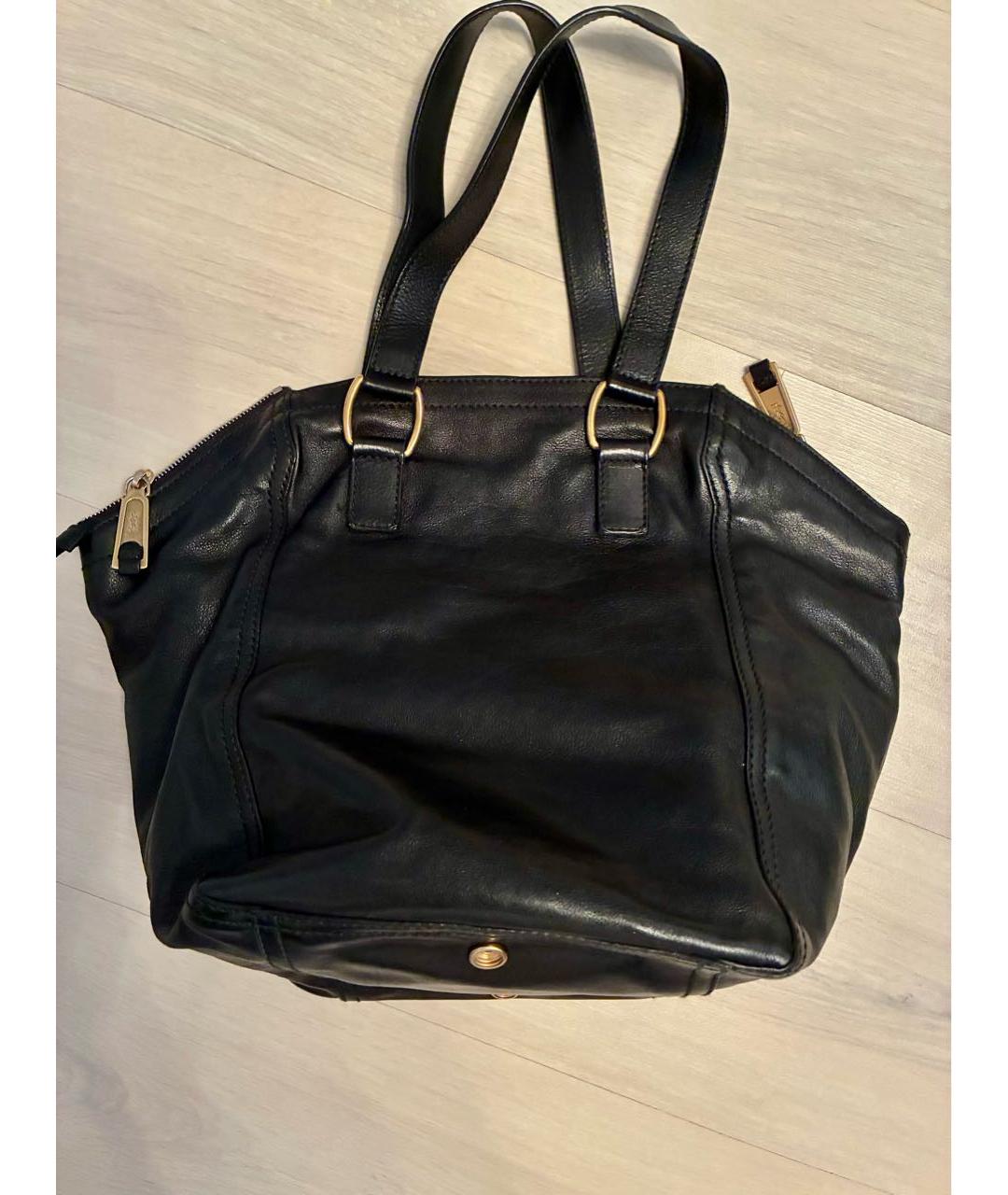 SAINT LAURENT Черная кожаная сумка с короткими ручками, фото 3