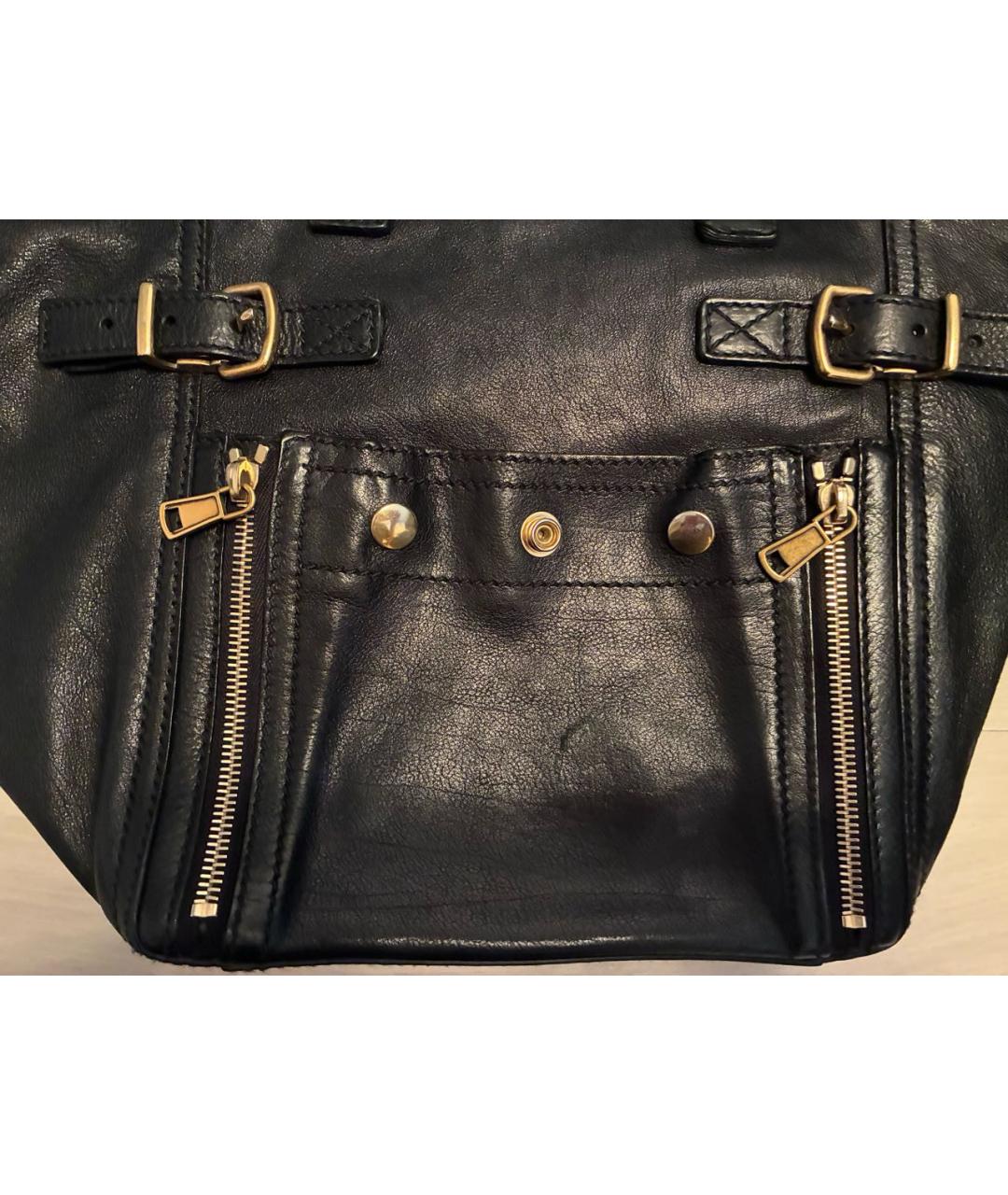 SAINT LAURENT Черная кожаная сумка с короткими ручками, фото 6