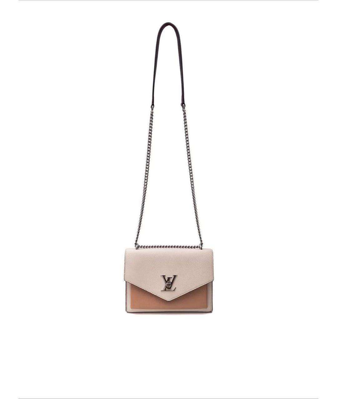 LOUIS VUITTON Бежевая кожаная сумка через плечо, фото 4