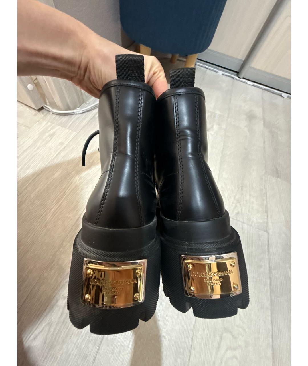 DOLCE&GABBANA Черные кожаные ботинки, фото 4