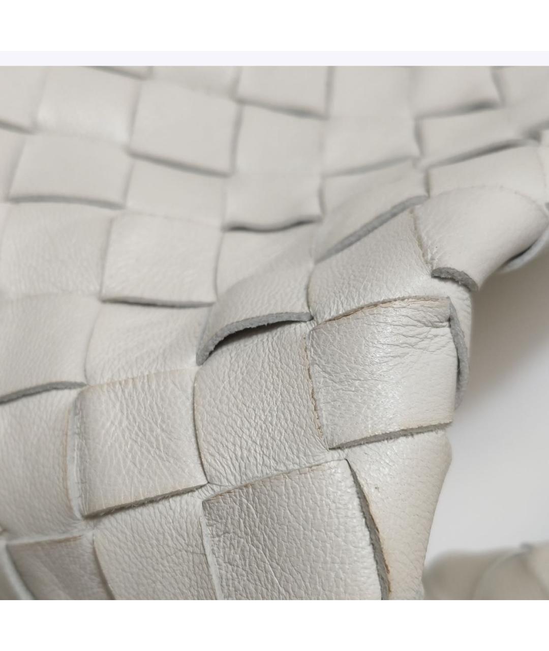 BOTTEGA VENETA Белая кожаная сумка с короткими ручками, фото 7
