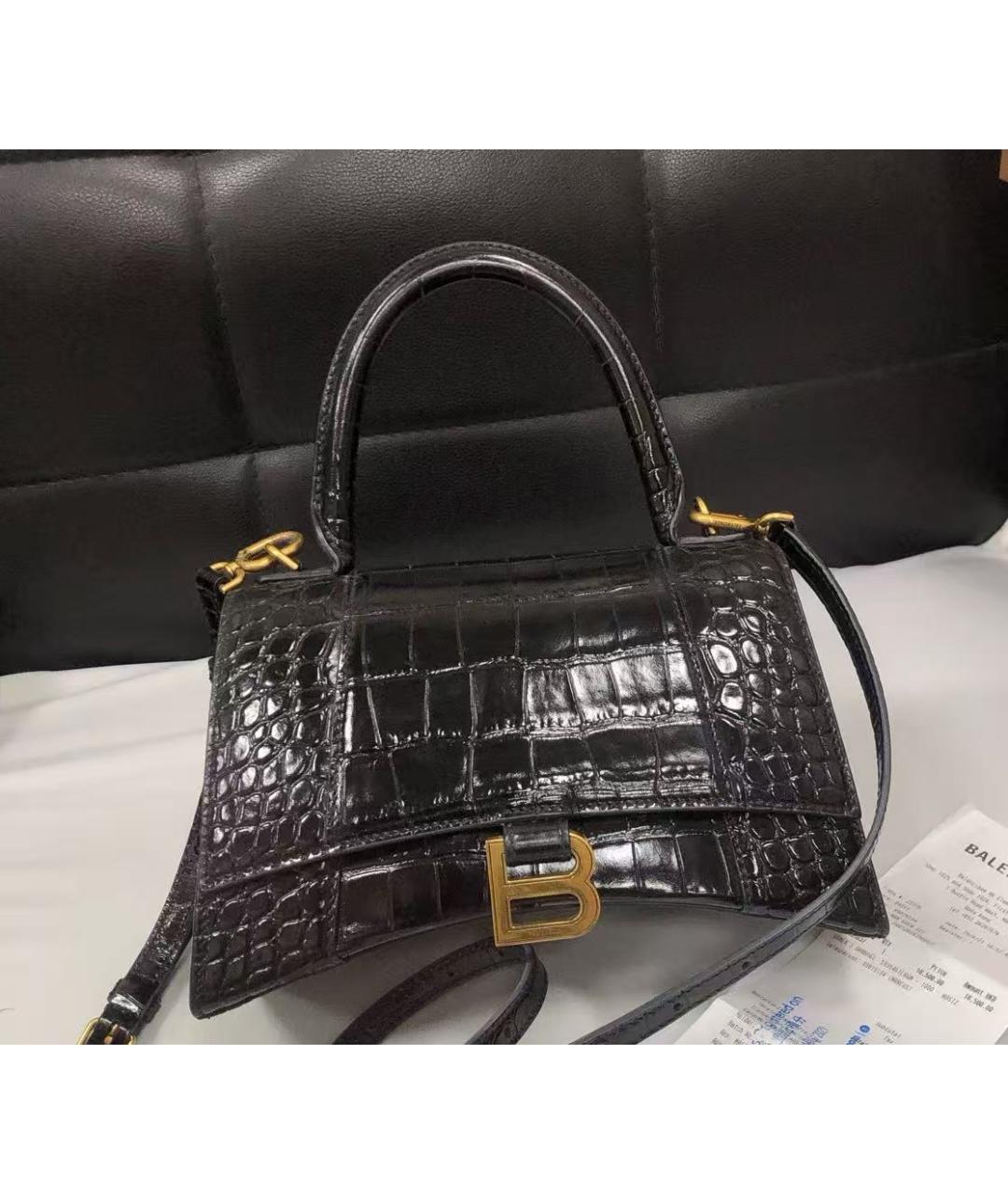 BALENCIAGA Черная кожаная сумка с короткими ручками, фото 2