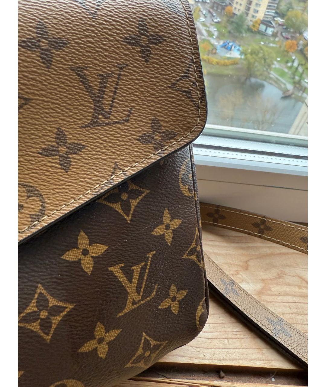 LOUIS VUITTON Коричневая кожаная сумка через плечо, фото 6