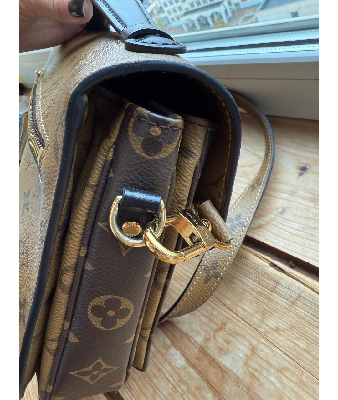 LOUIS VUITTON Коричневая кожаная сумка через плечо, фото 3