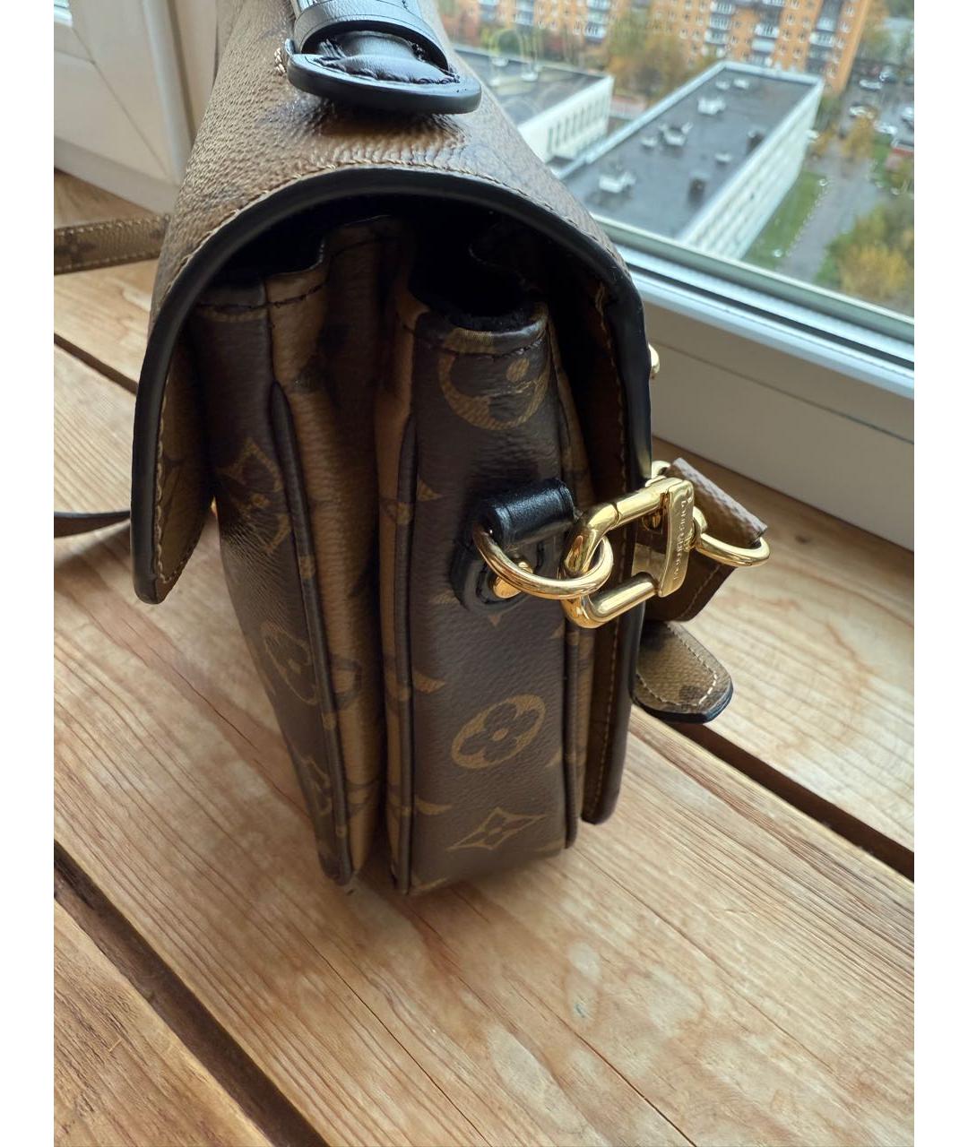 LOUIS VUITTON Коричневая кожаная сумка через плечо, фото 2