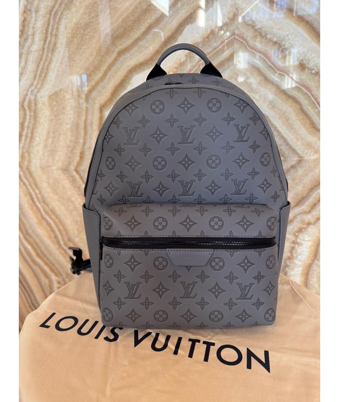 LOUIS VUITTON Антрацитовый кожаный рюкзак, фото 9